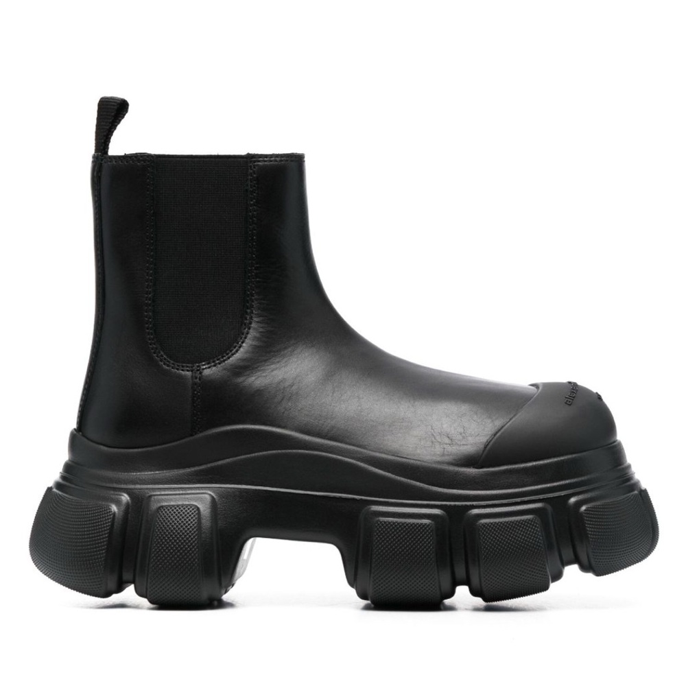 Alexander Wang Storm Chelsea Boots Sculpture Chunky Sole Black Leather Size 38